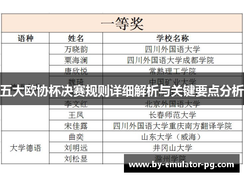 五大欧协杯决赛规则详细解析与关键要点分析